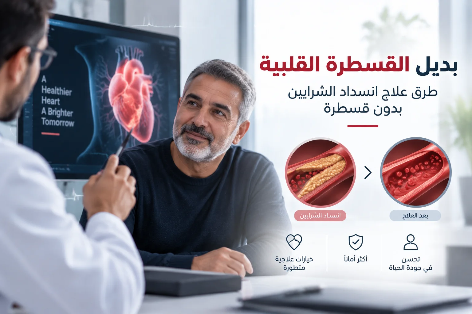 بديل القسطرة القلبية | طرق علاج انسداد الشرايين بدون قسطرة