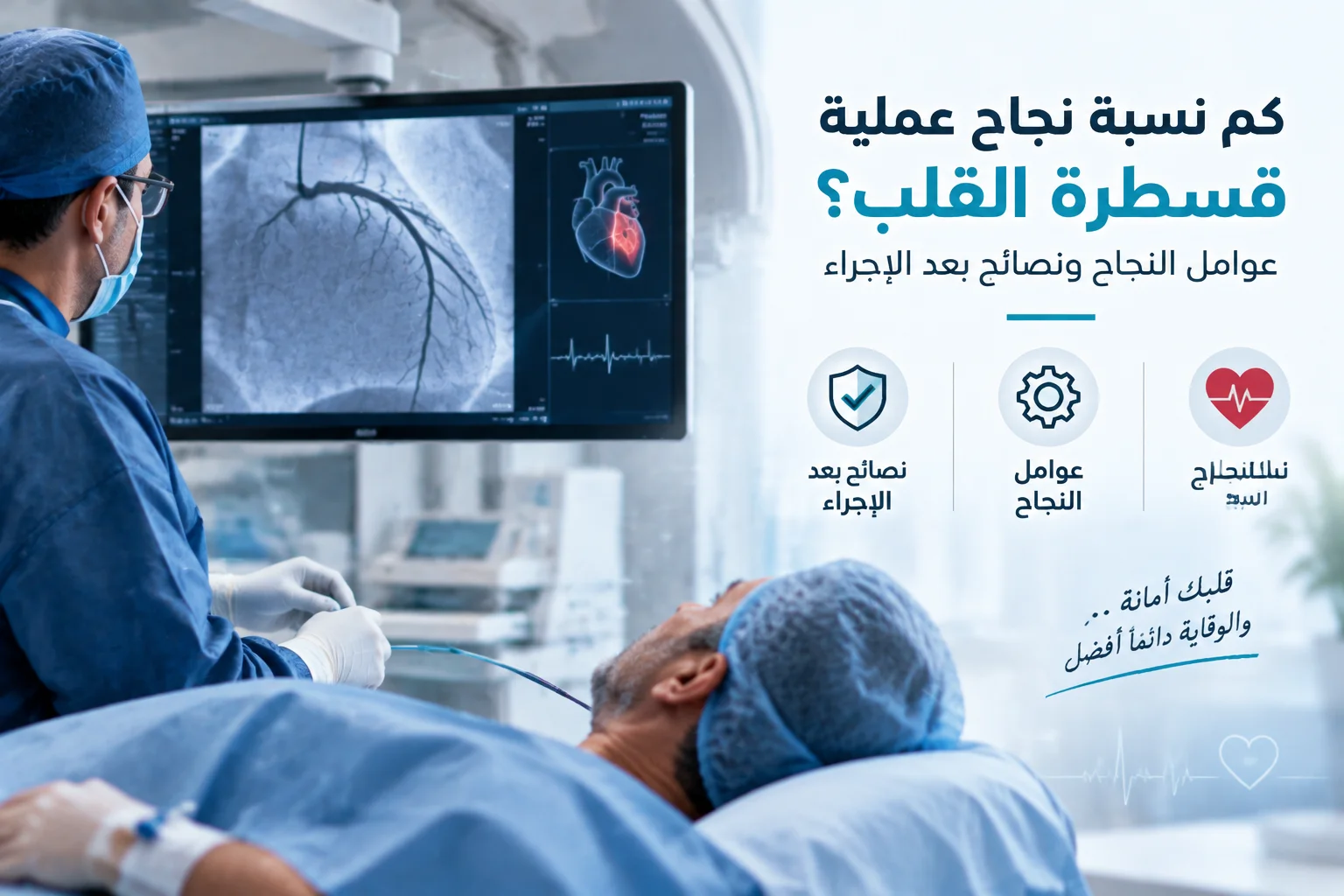 كم نسبة نجاح عملية قسطرة القلب؟ عوامل النجاح ونصائح بعد الإجراء